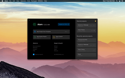 Atom Package Concept app atom clean code code editor dark dark theme figma launch screen splashscreen ui