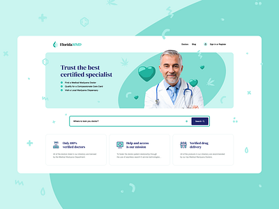 FloridaMMD 🌿 branding doctor illustration landingpage managenet marijuana medical onepage ui ux vector web webdesign webdesigner website wordpress