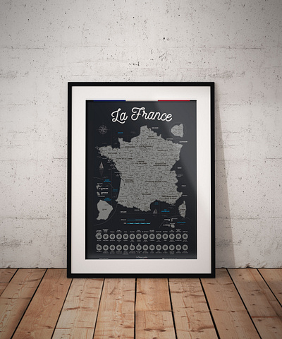 Scratchable Map Of France cadeau carte déco décoration foodies france gastronomie gift map paris pornfood poster present régions travel voyage