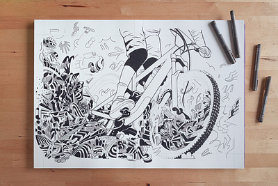 Illustration in progress. belgium blackandwhite cover doodle doodle art drawing graphic graphic design handmade illustration magazine mountainbike pen