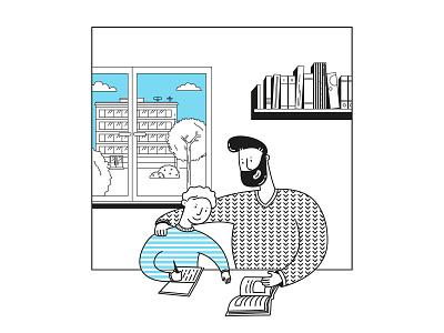 grande papa father homework illustration illustrator cc parenthood son tooploox vector