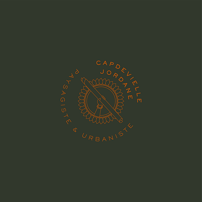 Jordane Capdevielle - town planner & landscaper badge brand branding hand illustration landscape design leafs logo logotype paper personal brand sans serif typography urban design urban planning vintage