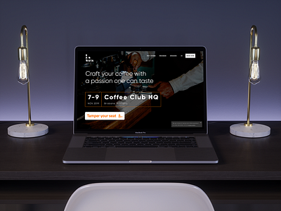 Become a Barista barista clean clear coffee conference dark ui desk event flat hero section material simple ui ux website