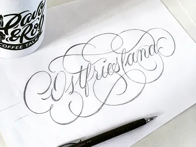 Ostfriesland flourishes lettering script sketch
