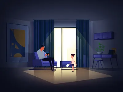 Fathers and Doughters 2d animation character dark design game illustration motion paint