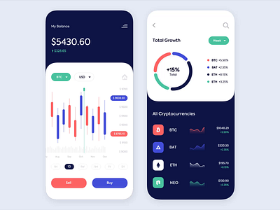 Mobile app - Cryptocurrency Trading Platform animation app clean colors design minimal mobile platform ui ux