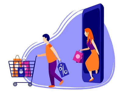 Online Shopping concept flat illustration modern online people shop shopping style vector vector art vector artist