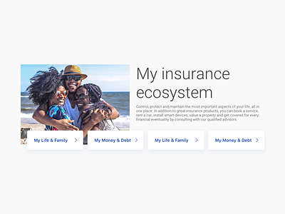 Insurance promotion component buttons cards cards ui component design ecosystem family finance happy accident insurance insurtech paragraph promotion promotional read more sections ui uidesign