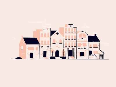 Looking for a nest branding city flat home house illustration town