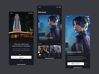 Reel clean clean ui concept dark mode dark ui design figma figmadesign flat interface ios iphone iphone x minimal movie movie app product design ui user interface ux