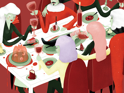 Dinner time! artist blood candle design dinner drawing fashion food girl halloween holidays illustration illustrator love monster scary studio table vampire wine