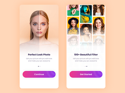 Photo Editor Intro Page adobexd app collage colorful design intro mobile pic picture ui