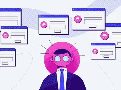 cyber-threat browser computer cyber danger flat glasses incognito threat ui ux web