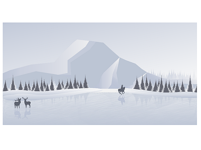 Forzen Lake abstraction cold deer derby design historical ice illustration illustrator lake landscape minimal monochrome mountain pines snow usa vector white winter