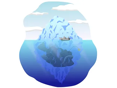 Iceberg art creative creature design design flat flat design iceberg illustration illustrator landscape monster nature nature illustration north ocean sea creature vector