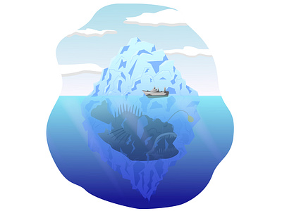 Iceberg art creative creature design design flat flat design iceberg illustration illustrator landscape monster nature nature illustration north ocean sea creature vector