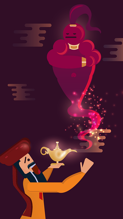 Magic Lamp design flat game art illustration vector