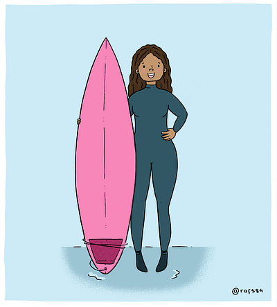 Curvy surfer afro cartoon comic ipadpro pink procreate rafs84 rafsdesign surf surfer woman