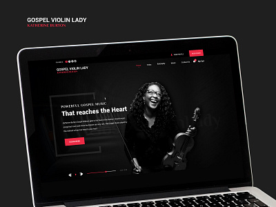 katherin Website mockup clean dance dark modern music music player musician singer violin violinist