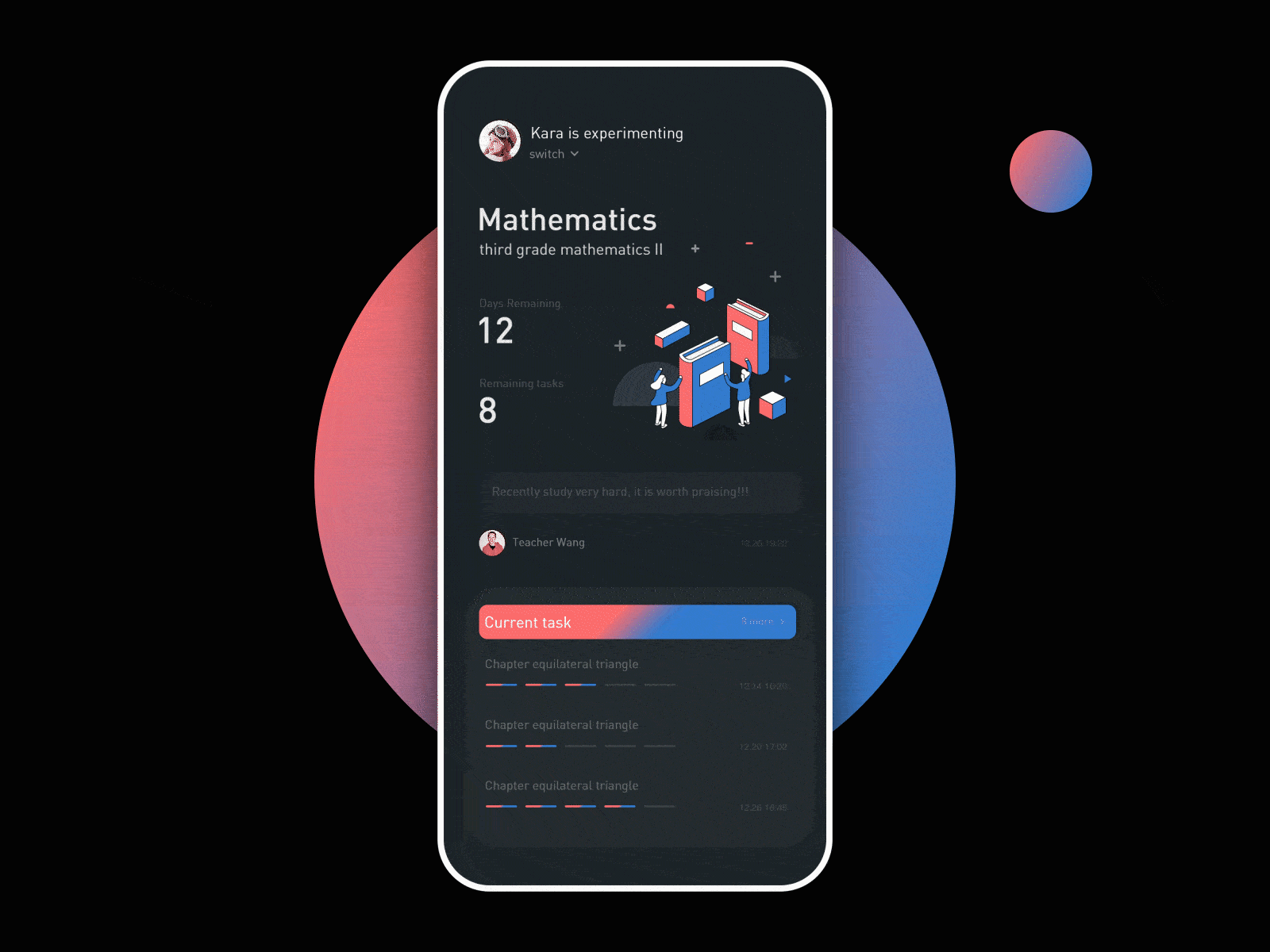 Learning Report analytics animation app dark data