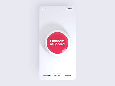 Freedom of Speech concept 3d 3d animation adobexd anim app design application button animation button design c4d cinema4d clear game heard red simple design ui uxui