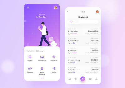 Banking App UI 2019 2020 bank branding creative gradient illustration ios13 popular smart tranding transection ui user ux vector