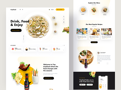 Food Landing Page 2019 trend clean ui colorful food food and drink food app food landing page food template minimalistic online booking online delivery online food restaurant restaurant app trendy design typogaphy ui uidesign ux website