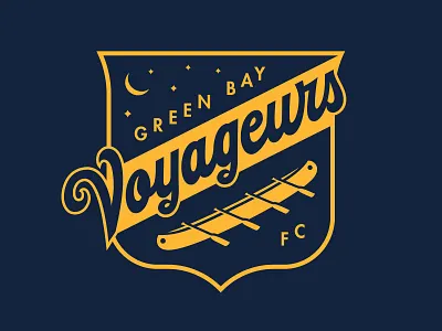 Green Bay Voyageurs FC badge canoe crest football logo soccer sports usl wisconsin