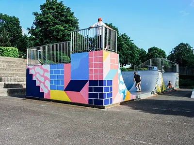 Skatepark design geometric illo illustration minimalism modular module painting skate street art