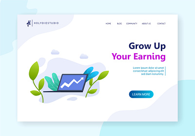 Grow Up Your Earning Landing Page bussiness community design flat illustration illustrator ui vector web website