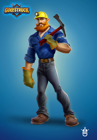 Miner Full Body Art w logo cartoon character character design characters concept design conceptart game art illustration young adult