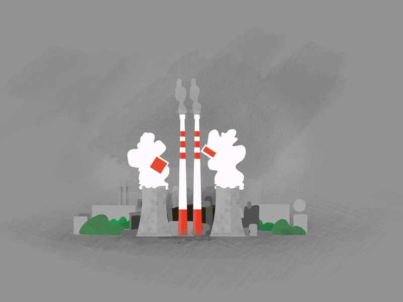 Wind turbine VS coal power plants 💨☁ ademe animate animation carbon climate change climatechange co2 coal collapse footprint giec green greenery illustration motion vector vector illustration wind turbine zerocarbon