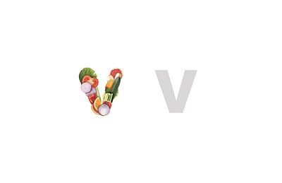 V is for Veggies typography vector