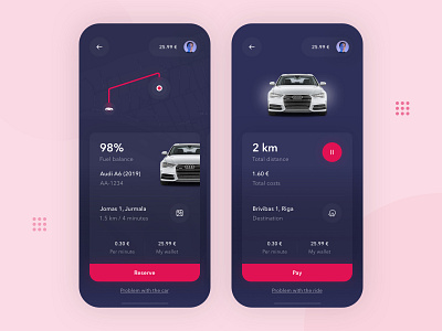 Carsharing Service Application application audi car carsharing latvia new pay premium cars rent ride riga service ui ux