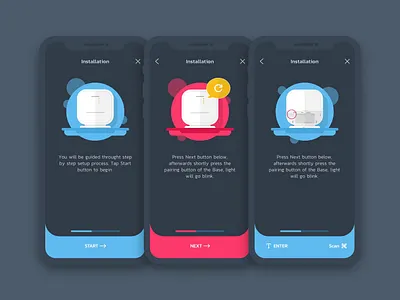 SmartCare app dark mode dark ui flat hardware healthcare illustraion mobile sensor wizard