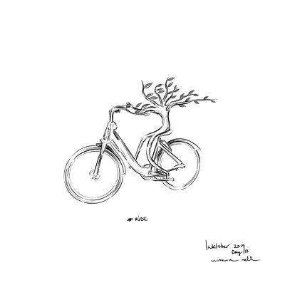 Ride bicycle bike bike ride black and white comic style digital drawing illustration illustration art inktober inktober2019 ipadpro painting plant ride