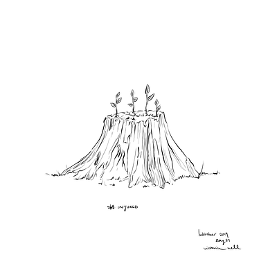 Injured black and white comic digital drawing illustration illustration art injured inktober inktober2019 ipadpro line drawing painting plant trunk