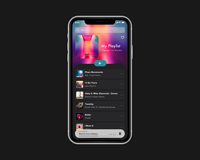 Music App Playlist app black darktheme mobile music player playlist