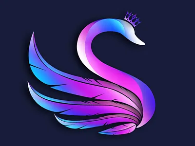 Royal Swan animal bird branding colorful company crown design elegant feather gradient icon illustration logo monarchy royal swan symbol vector