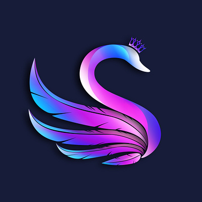 Royal Swan animal bird branding colorful company crown design elegant feather gradient icon illustration logo monarchy royal swan symbol vector