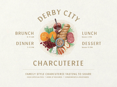 Charcuterie Illustration appetizer brand branding brunch charcuterie cheese plate dinner drink food foodie illustrate illustration logo lunch meal procreate restaurant texture thanksgiving typography