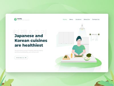 Healthy Asian Food food delivery application food design healthy illustration art japanese japanese food korean restaurant rice salmon seaweed sushi sushi roll ui ui ux ui design ux ux design web design worldwide