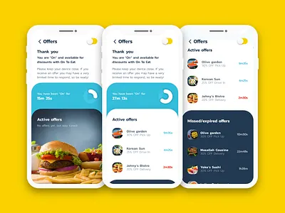 On To Eat bright delivery flat food ios mobile offer order restaurant ui white