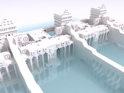 Fortress 3d illustration voxel