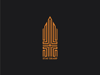 Stay Sharp WIP branding design illustration logo orange sword type typography vector wip