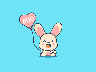 500 Followers 😃 2d 500 animal animal logo design dribbble flat follow me followers illustration illustrator like button line line art love lovers mongolia rabbit rabbit logo vector