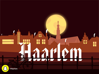 HAARLEM filter church city cross cycle design flat graphic graphics haarlem illustration location moon night simple skyline snapchat snapchat filter vector