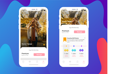 Profile & Membership Page - SAGA app app audio audio app audio player audiobook design home image manage member members premium profile profile page saga screen ui