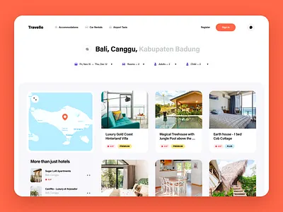 Find deals for any season airport appartments book booking car rent cards cards ui filters listing map real estate rent search travel trip ui web app