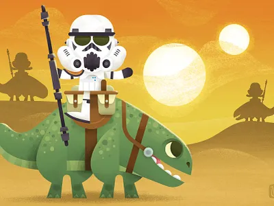 Blue Milk Buddies - Giant Space Lizard character design childrens illustration digital art disney illustration kidlit kids art lucasfilm star wars vector